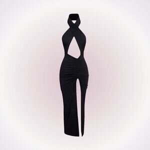 Leau cross front peak through midi dress | Sz XS, NWT